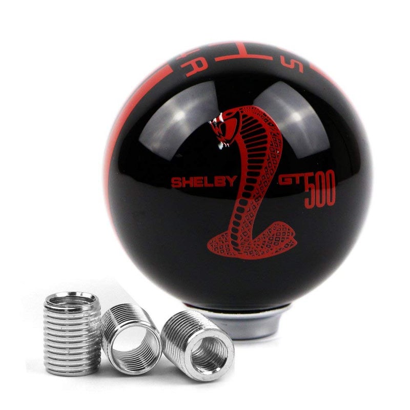 Dreamseek for Ford Mustang Car Gear Shift Knob 5 Speed Cobra Logo Manual Handle Ball (Black & Red) - Image 2